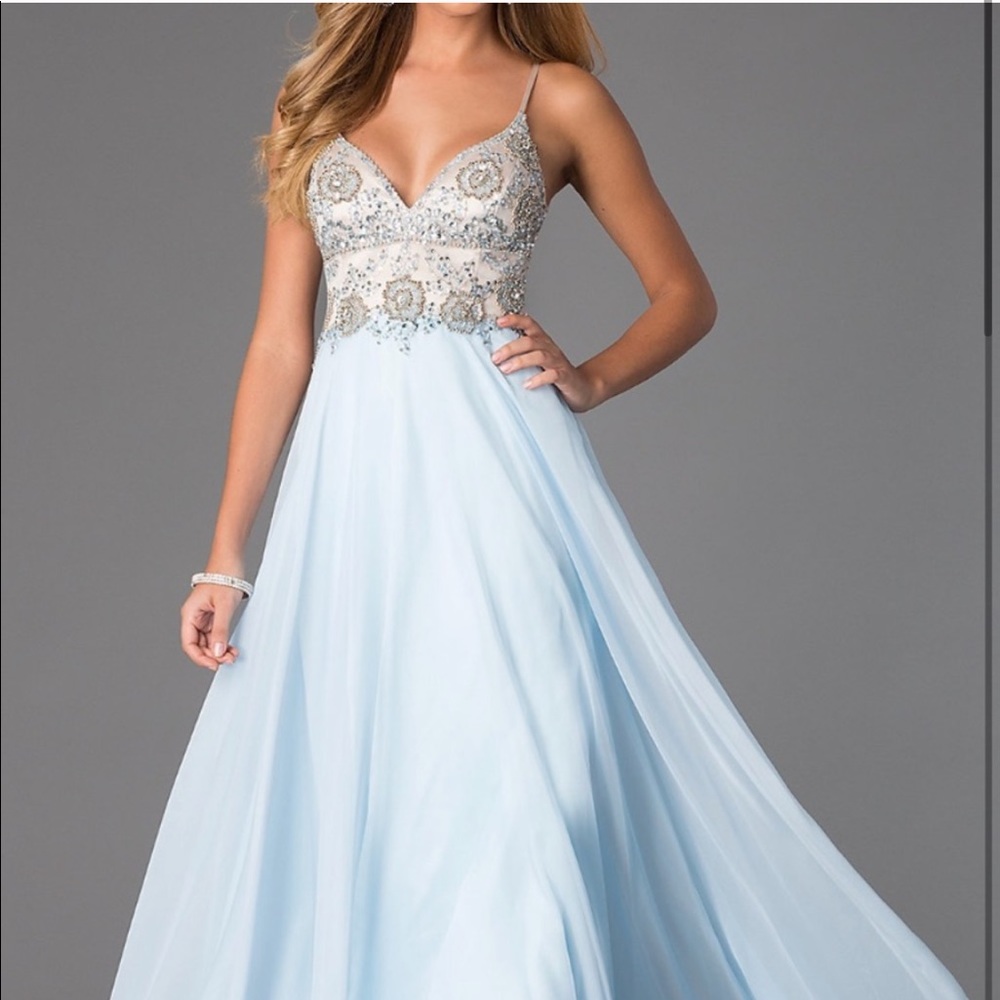 Dave & Johnny Ice Blue Prom Dress
